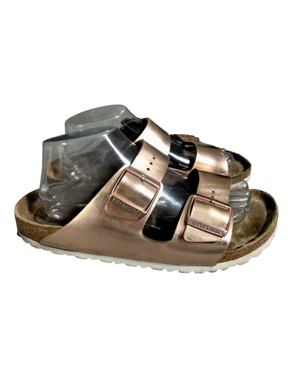 Birkenstock Arizona Gold Metallic Soft Footbed Womens 41 Slides Sandals